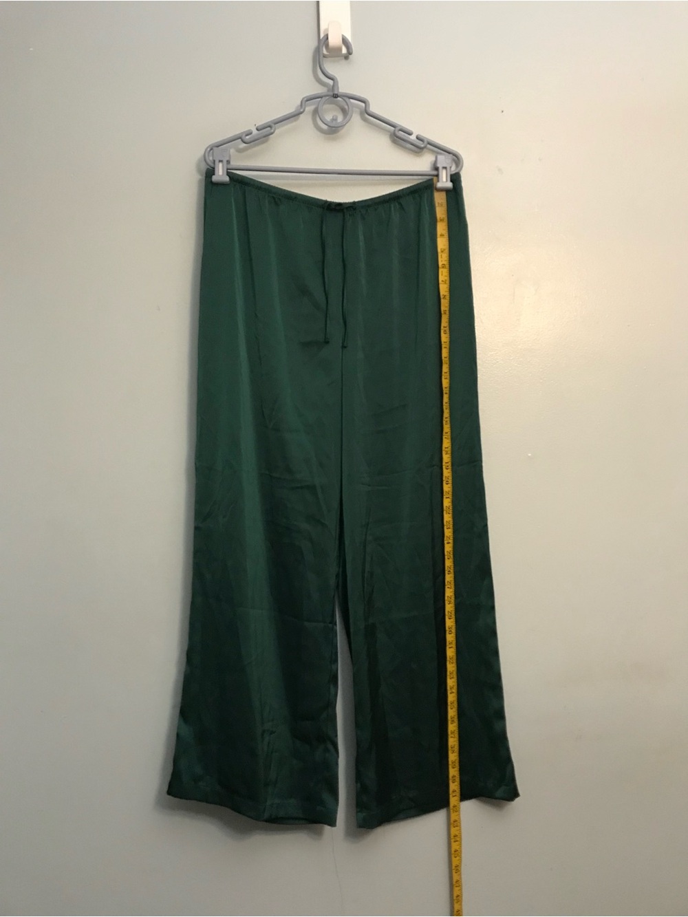 Wide-Leg Drawstring Pants in Forest Green